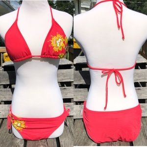 Dippers Coral Red Triangle Bikini! NEW!